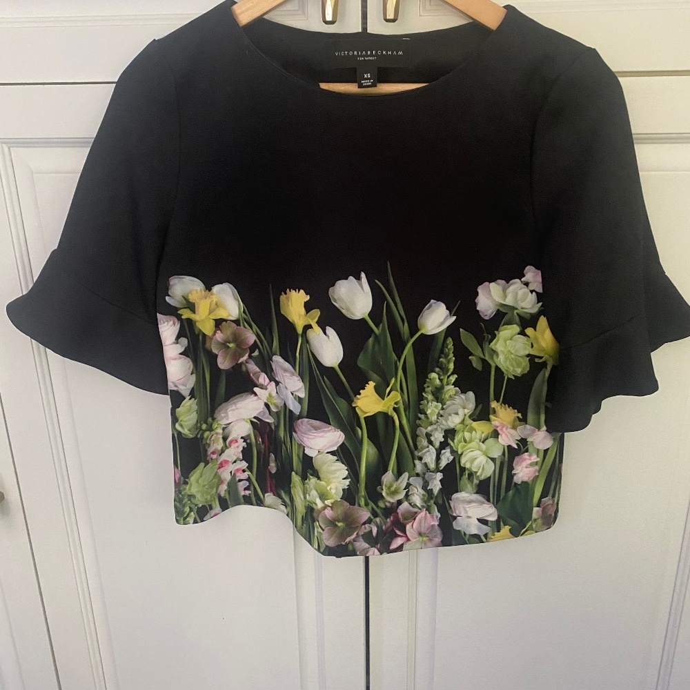 Victoria Beckham for Target Navy Spring Floral Top xs